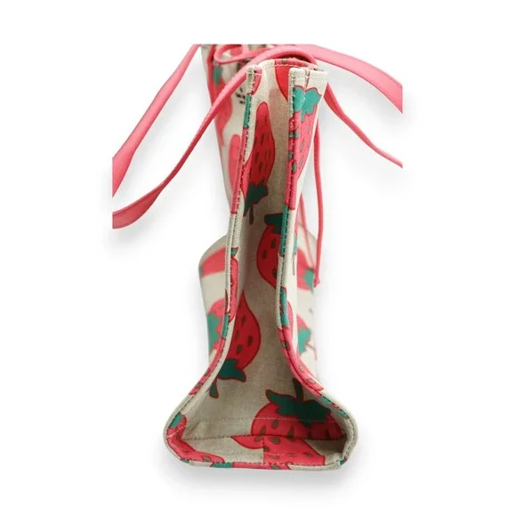 Kate‎ Spade STRAWBERRY MEGA SAM Canvas Tote Picnic with Wallet 14.5x 11x4.5